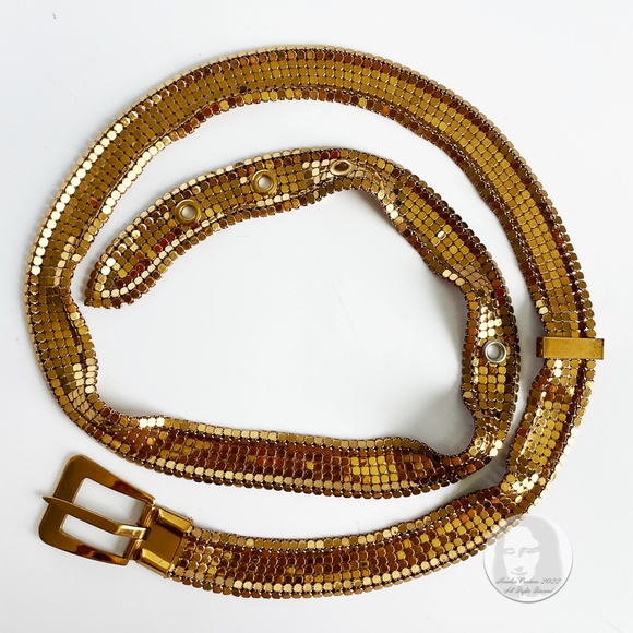 Whiting Davis Gold Metal Mesh Belt Vintage 70s Disco  Studio 54 Retro main image 6